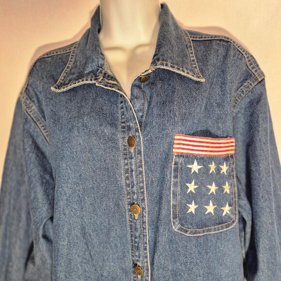 Michelle Louise Vintage Denim Jacket w/ embroidery in size XL - Picture 4 of 16